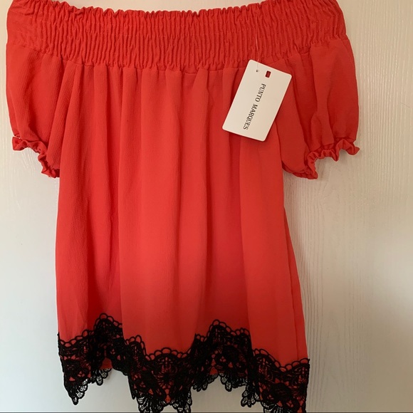 Orange Off The Shoulder Top - Picture 5 of 6